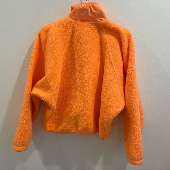 Free People Movement Hit The Slopes Neon Orange Fleece Sherpa Cropped Jacket - Picture 4 of 4
